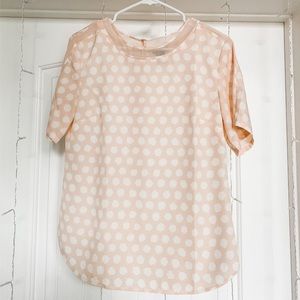 ANN TAYLOR Pale Pink Polka Dot Blouse